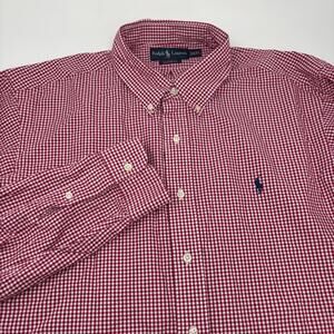Ralph Lauren Red and White Gingham Button Down Shirt